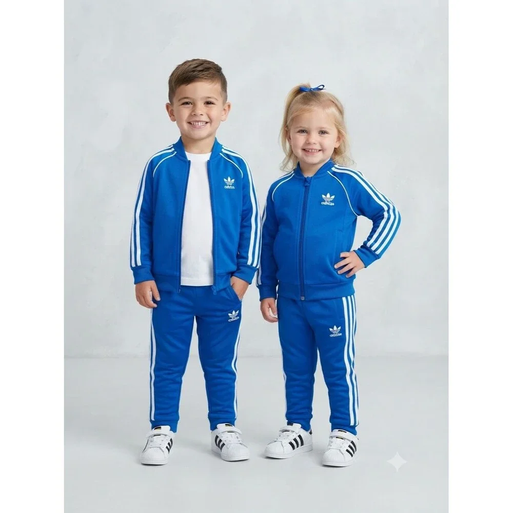 NWOT Adidas Originals Blue/White 2pc Tracksuit Set,  Size 4-5Y